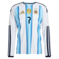 Argentina adidas Home Authentic Shirt 2026 - Long sleeve with De Paul 7 printing