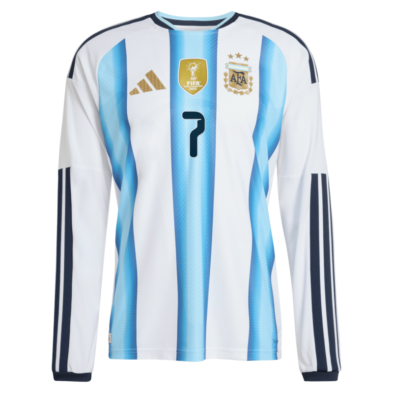 Argentina adidas Home Authentic Shirt 2026 - Long sleeve with De Paul 7 printing