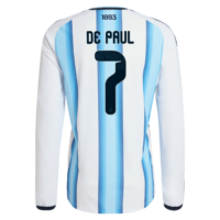 Argentina adidas Home Authentic Shirt 2026 - Long sleeve with De Paul 7 printing