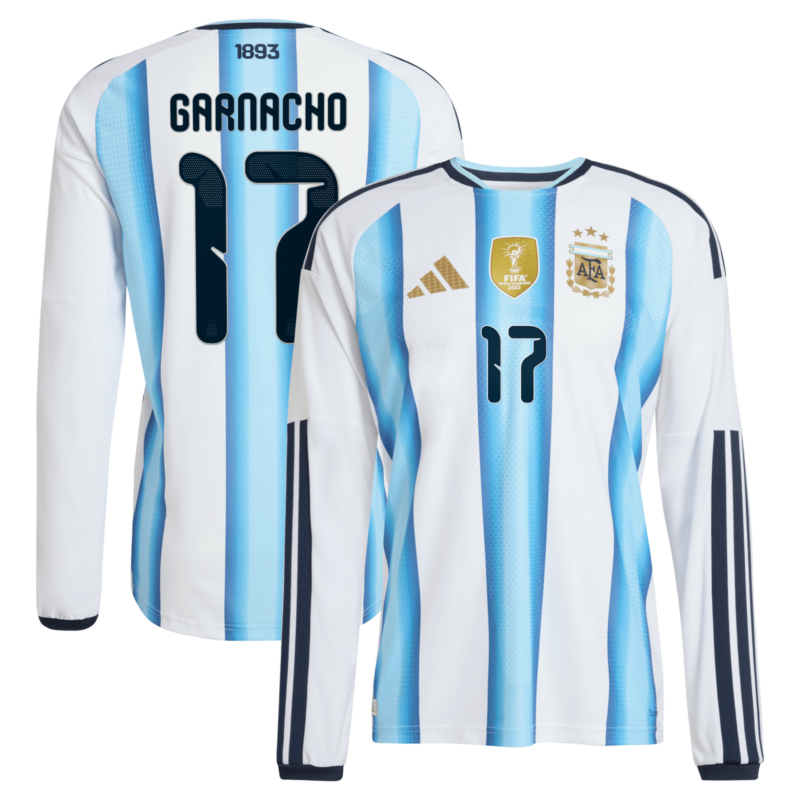 Argentina adidas Home Authentic Shirt 2026 - Long sleeve with Garnacho 17 printing