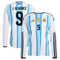 Argentina adidas Home Authentic Shirt 2026 - Long sleeve with J. Alvarez  9 printing
