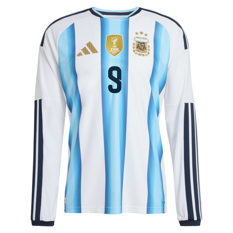Argentina adidas Home Authentic Shirt 2026 - Long sleeve with J. Alvarez  9 printing