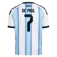 A2B image: argentina-adidas-home-shirt-2026-kids-with-de-paul-7-printing Argentina adidas Home Shirt 2026 - Kids with De Paul 7 printing