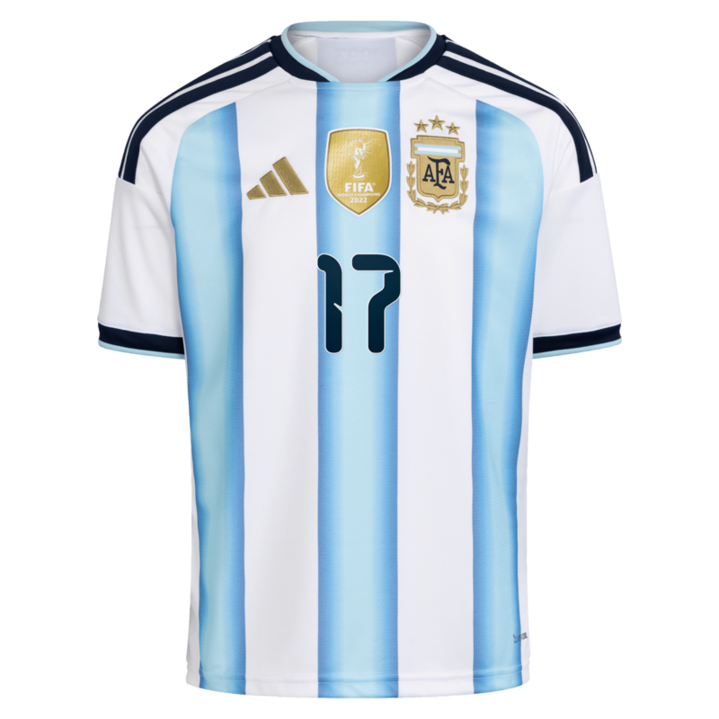 Argentina adidas Home Shirt 2026 - Kids with Garnacho 17 printing