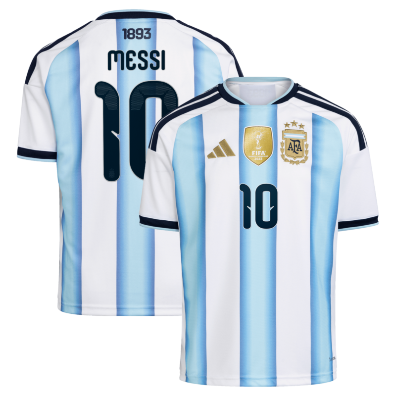 Argentina adidas Home Shirt 2026 - Kids with Messi 10 printing