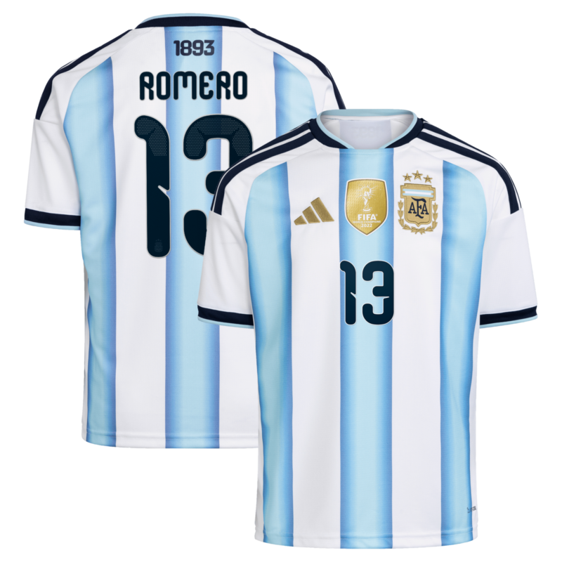 A2B image: argentina-adidas-home-shirt-2026-kids-with-romero-13-printing Argentina adidas Home Shirt 2026 - Kids with Romero 13 printing