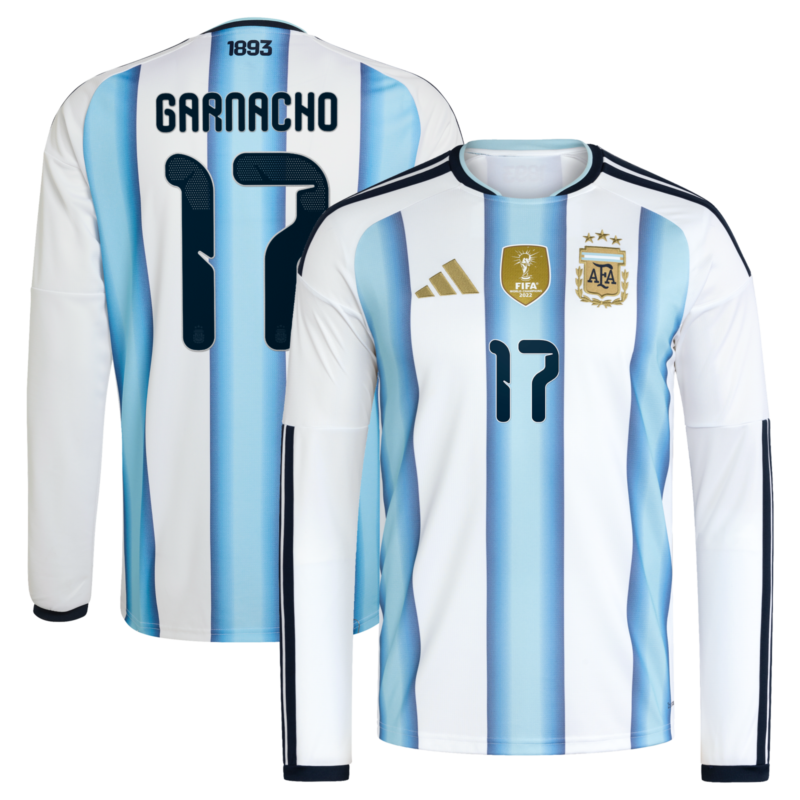 Argentina adidas Home Shirt 2026 -Long sleeve with Garnacho 17 printing