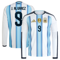 Argentina adidas Home Shirt 2026 -Long sleeve with J. Alvarez  9 printing