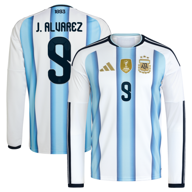 Argentina adidas Home Shirt 2026 -Long sleeve with J. Alvarez  9 printing