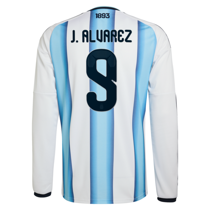 Argentina adidas Home Shirt 2026 -Long sleeve with J. Alvarez  9 printing