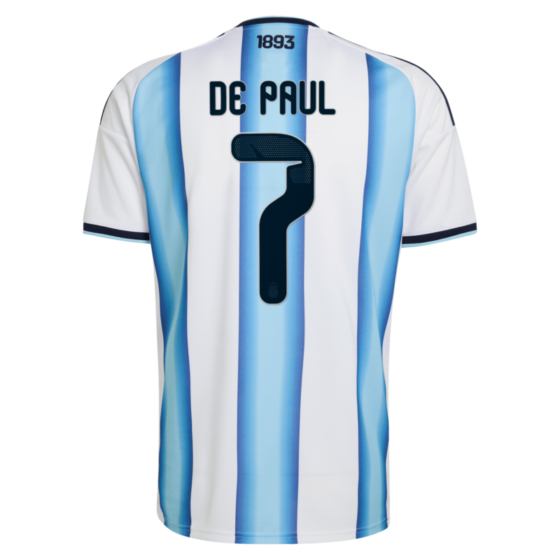 A2B image: argentina-adidas-home-shirt-2026-with-de-paul-7-printing Argentina adidas Home Shirt 2026 with De Paul 7 printing