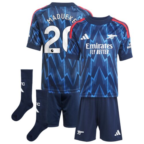 Arsenal adidas Away Minikit 2025-26 with Madueke 20 printing