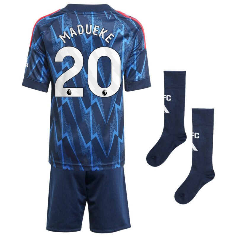 Arsenal adidas Away Minikit 2025-26 with Madueke 20 printing