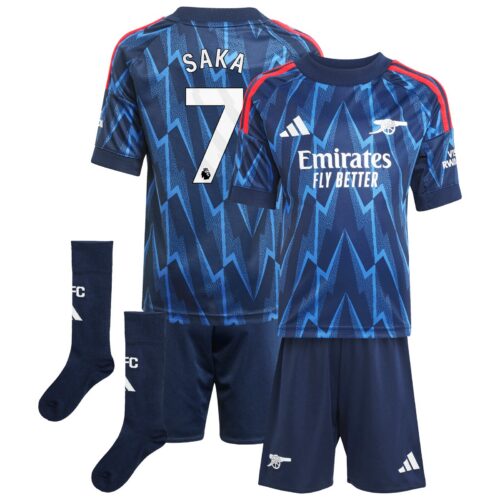 Arsenal adidas Away Minikit 2025-26 with Saka 7 printing