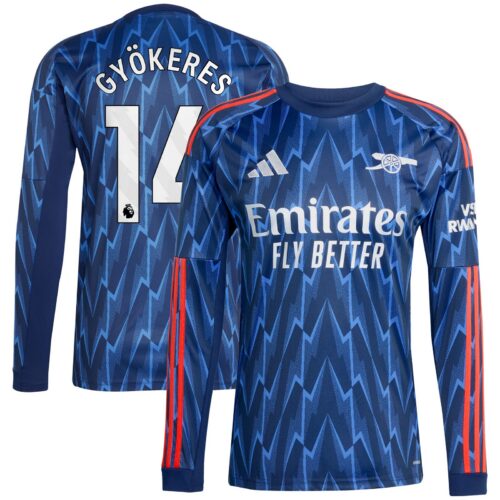 Arsenal adidas Away Shirt 2025-26 - Long Sleeve with Gyökeres 14 printing