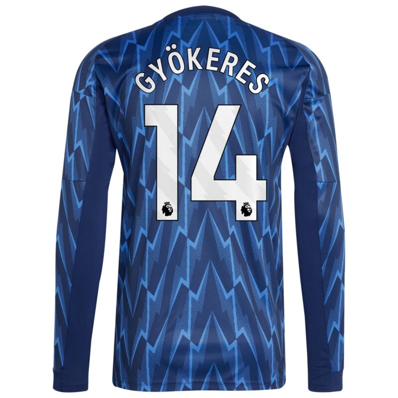 Arsenal adidas Away Shirt 2025-26 - Long Sleeve with Gyökeres 14 printing