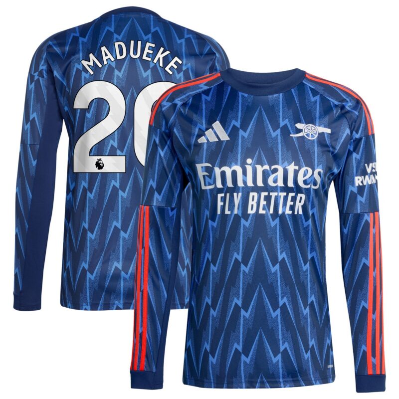 Arsenal adidas Away Shirt 2025-26 - Long Sleeve with Madueke 20 printing