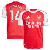 Arsenal adidas Home Authentic Shirt 2025-26 with Gyökeres 14 printing