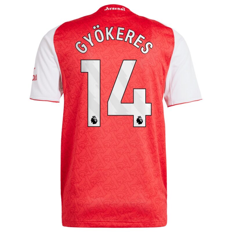 Arsenal adidas Home Authentic Shirt 2025-26 with Gyökeres 14 printing