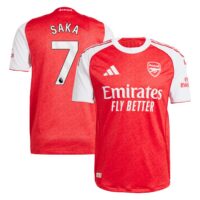 Arsenal adidas Home Authentic Shirt 2025-26 with Saka 7 printing