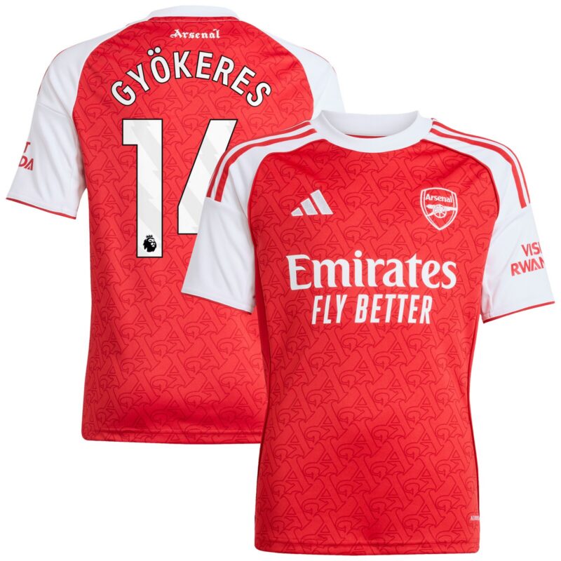 Arsenal adidas Home Shirt 2025-26 - Kids with Gyökeres 14 printing