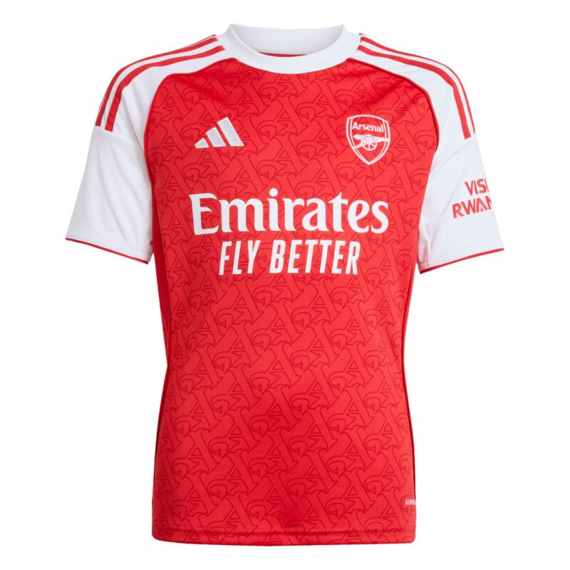 A2B image: arsenal-adidas-home-shirt-2025-26-kids-with-rice-41-printing Arsenal adidas Home Shirt 2025-26 - Kids with Rice 41 printing