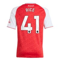 A2B image: arsenal-adidas-home-shirt-2025-26-kids-with-rice-41-printing Arsenal adidas Home Shirt 2025-26 - Kids with Rice 41 printing