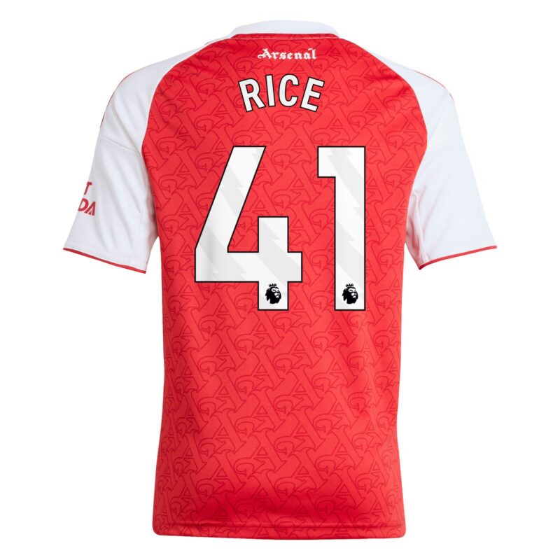 A2B image: arsenal-adidas-home-shirt-2025-26-kids-with-rice-41-printing Arsenal adidas Home Shirt 2025-26 - Kids with Rice 41 printing
