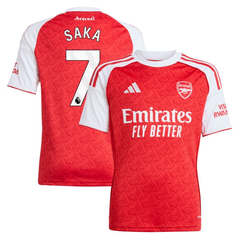 A2B image: arsenal-adidas-home-shirt-2025-26-kids-with-saka-7-printing Arsenal adidas Home Shirt 2025-26 - Kids with Saka 7 printing