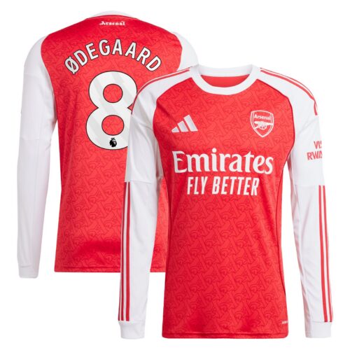 A2B image: arsenal-adidas-home-shirt-2025-26-long-sleeve-with-odegaard-8-printing Arsenal adidas Home Shirt 2025-26 - Long Sleeve with Ødegaard 8 printing
