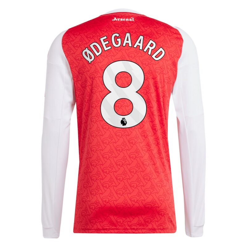 Arsenal adidas Home Shirt 2025-26 - Long Sleeve with Ødegaard 8 printing