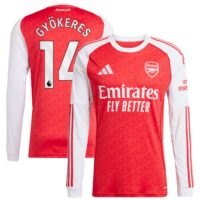 Arsenal adidas Home Shirt 2025-26 - Long Sleeve with Gyökeres 14 printing