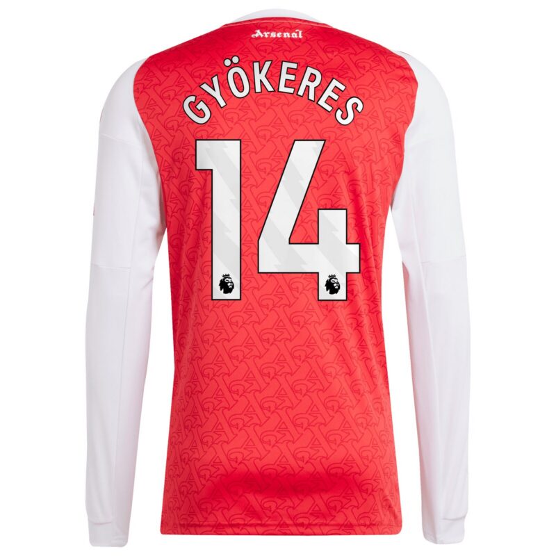 Arsenal adidas Home Shirt 2025-26 - Long Sleeve with Gyökeres 14 printing
