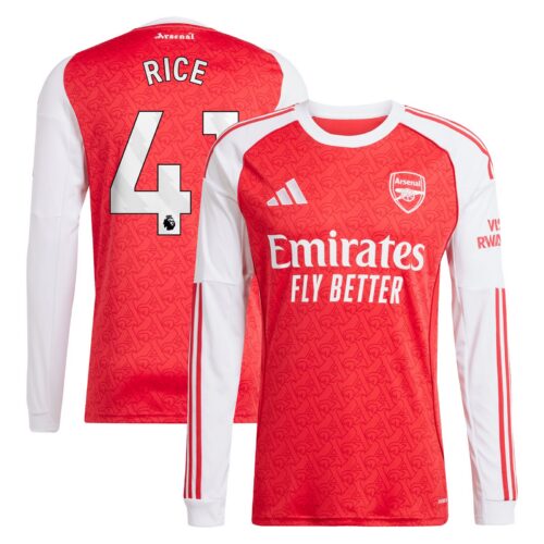 A2B image: arsenal-adidas-home-shirt-2025-26-long-sleeve-with-rice-41-printing Arsenal adidas Home Shirt 2025-26 - Long Sleeve with Rice 41 printing