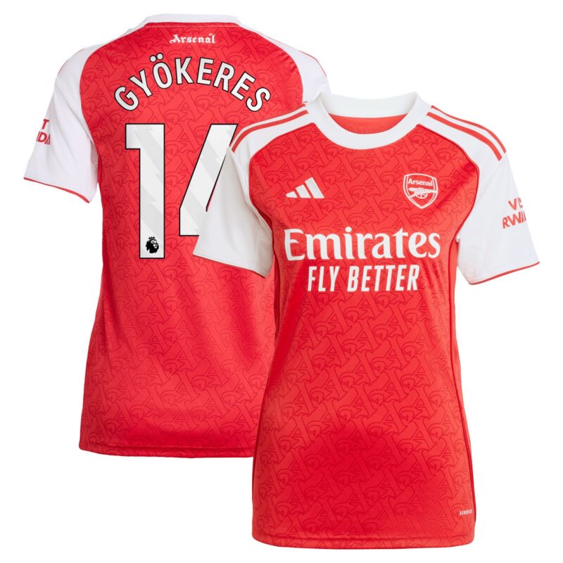 Arsenal adidas Home Shirt 2025-26 - Womens with Gyökeres 14 printing
