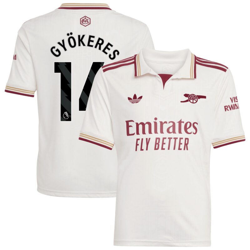 Arsenal adidas Third Shirt 2025-26 - Kids with Gyökeres 14 printing