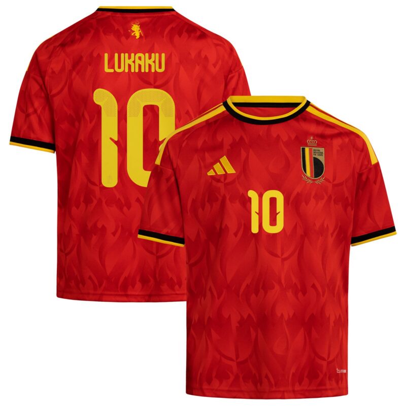Belgium adidas Home Shirt 2026 - Kids with Lukaku 10 printing