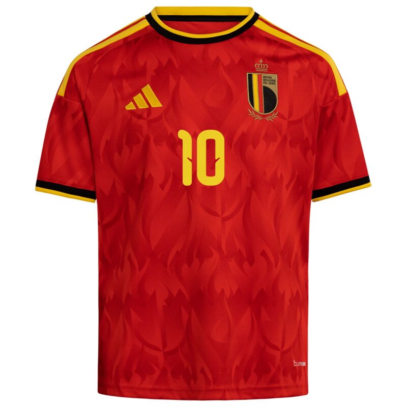 Belgium adidas Home Shirt 2026 - Kids with Lukaku 10 printing