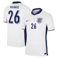 England Nike Dri Fit Adv Home Match Shirt 2024 with Mainoo 26 printing