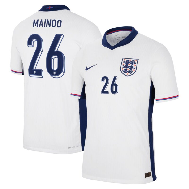 England Nike Dri Fit Adv Home Match Shirt 2024 with Mainoo 26 printing
