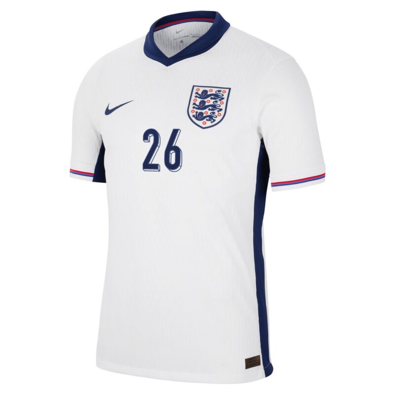 England Nike Dri Fit Adv Home Match Shirt 2024 with Mainoo 26 printing