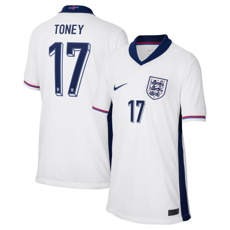 England Nike Home Stadium Shirt 2024 - Kids with Toney 17 printing