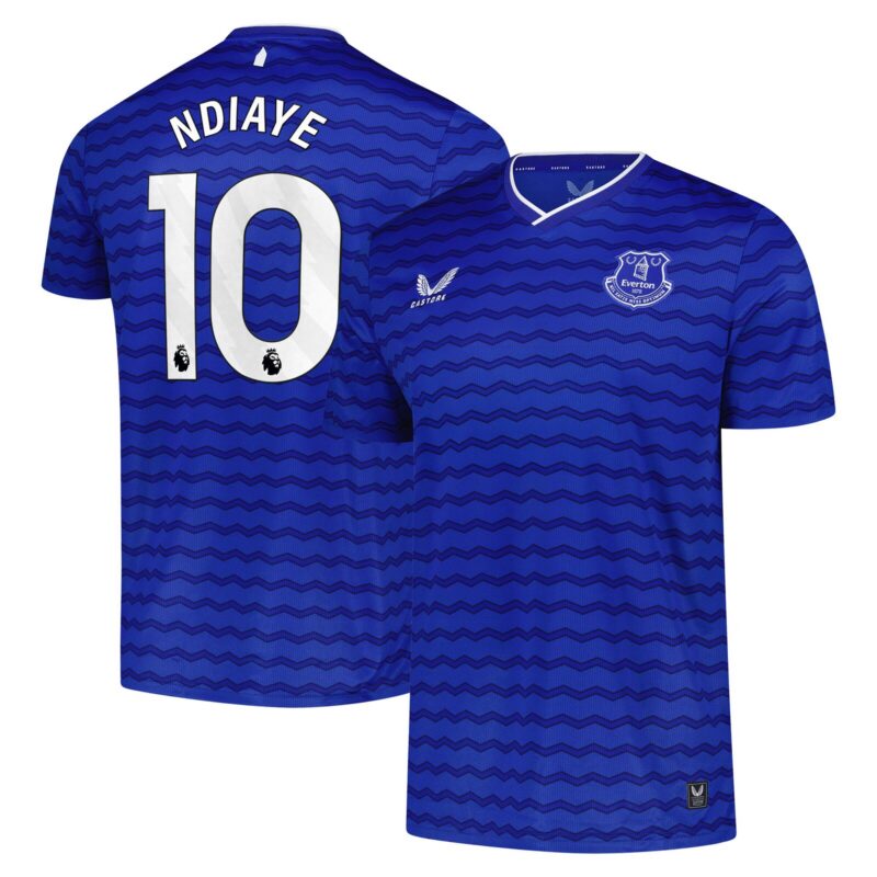 Everton Castore Home Replica Shirt 2025-26 - Unsponsored with Ndiaye 10 printing