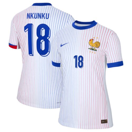 A2B image: france-nike-dri-fit-adv-away-match-shirt-2024-womens-with-nkunku-18-printing France Nike Dri-FIT ADV Away Match Shirt 2024 - Womens with Nkunku 18 printing