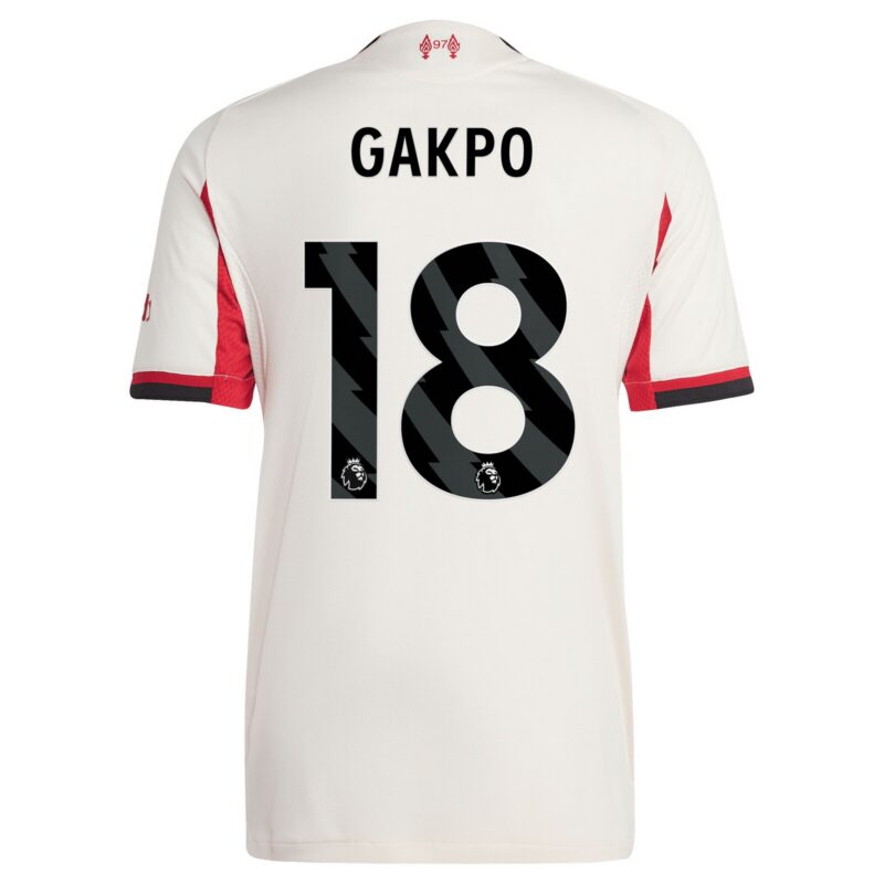 Liverpool adidas Away Authentic Shirt 2025-26 with Gakpo 18 printing