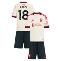Liverpool adidas Away Minikit 2025-26 with Gakpo 18 printing