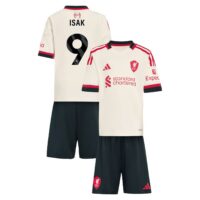Liverpool adidas Away Minikit 2025-26 with Isak 9 printing