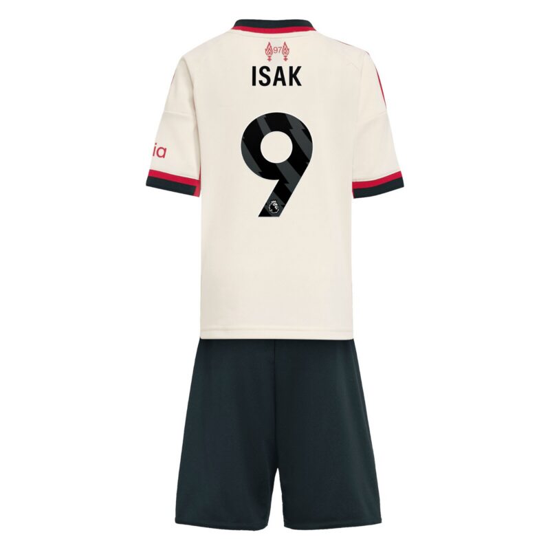 Liverpool adidas Away Minikit 2025-26 with Isak 9 printing