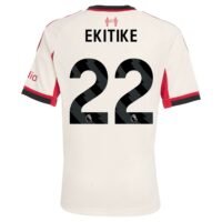 Liverpool adidas Away Shirt 2025-26 - Kids with Ekitike 22 printing