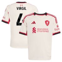 Liverpool adidas Away Shirt 2025-26 - Kids with Virgil 4 printing